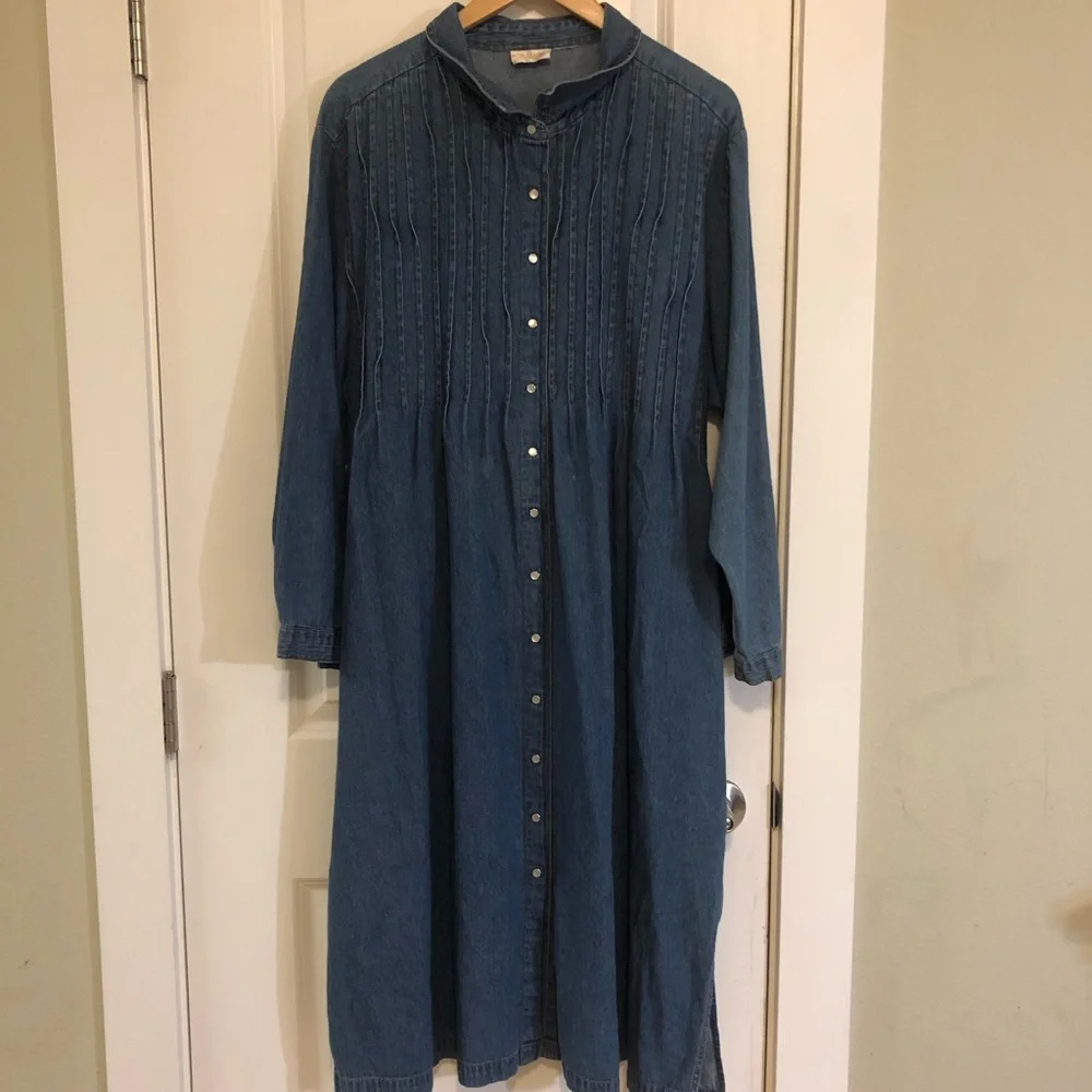 Roaman's Denim Midi Ruffle Front Dress 3X EUC - Host Pick 10/13/25 - Picture 1 of 16